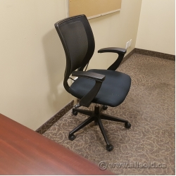 Black Fabric Office Chair Mesh Back Rolling w/ Fixed Arms